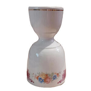 Vintage Porcelain Egg Cup Floral Burgundy Gold Trim